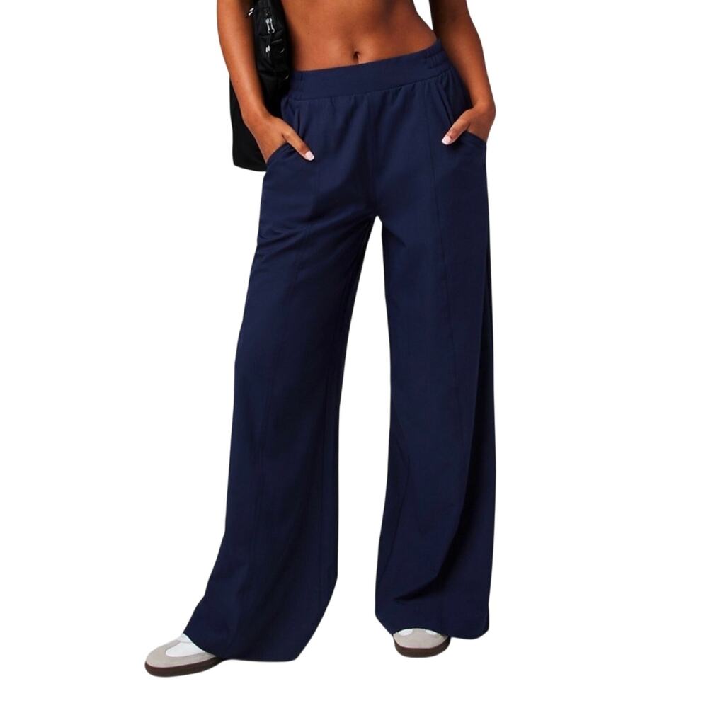NWT Fabletics Downtown Wide leg pant Navy wicking athleisure women's size XL